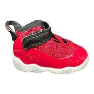 Nike Jordan 6 Rings TD Red & Patten Leather Gym Shoes Size 4C